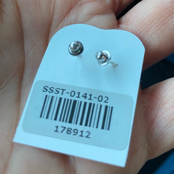 Silver Birth Month 4mm Purple Heart Earrings - Picture 7 of 9